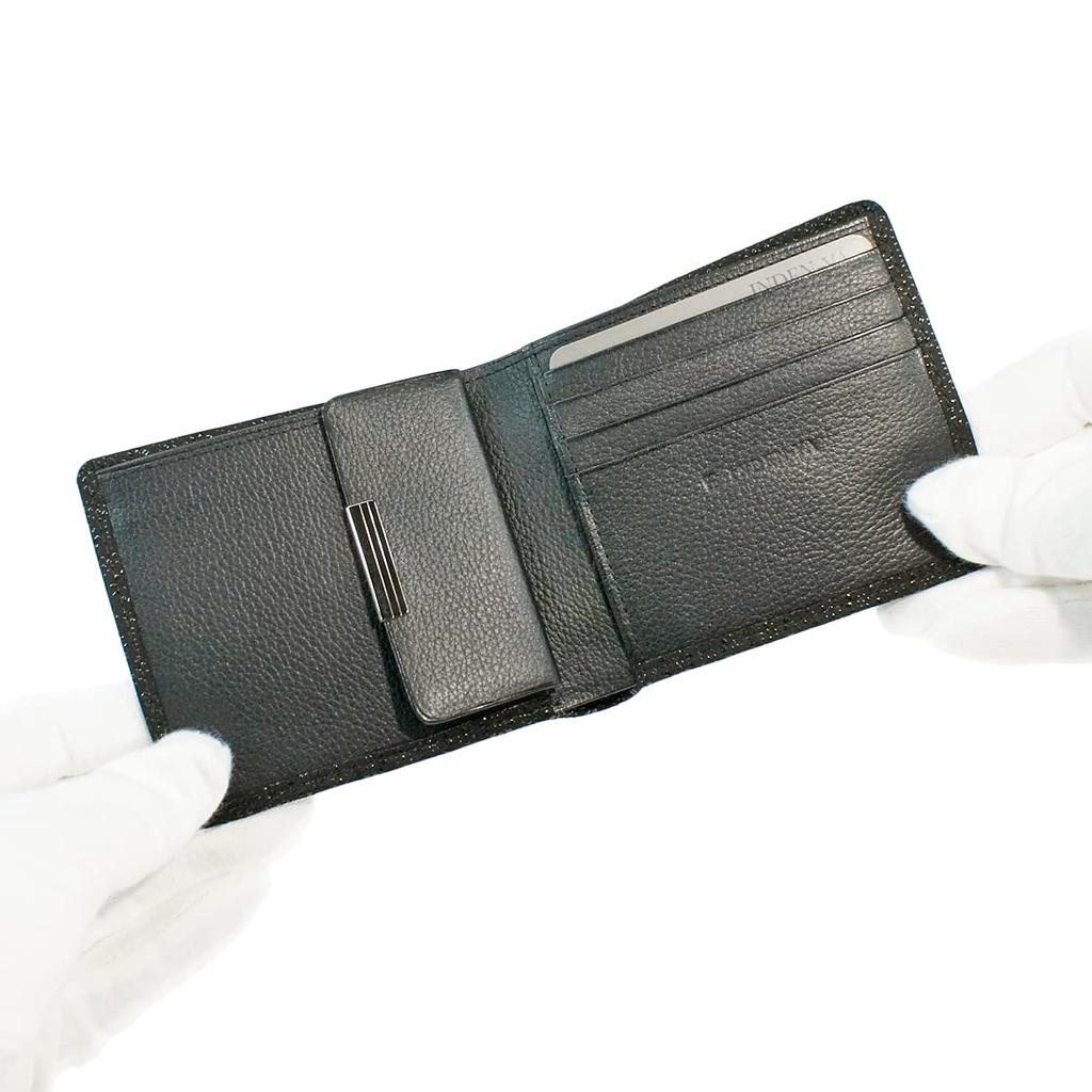 Inden Bifold Wallet Bill C Thin Deerskin Black X Black Lacquer Tortoiseshell Pattern [Indenya] 2003-01-003