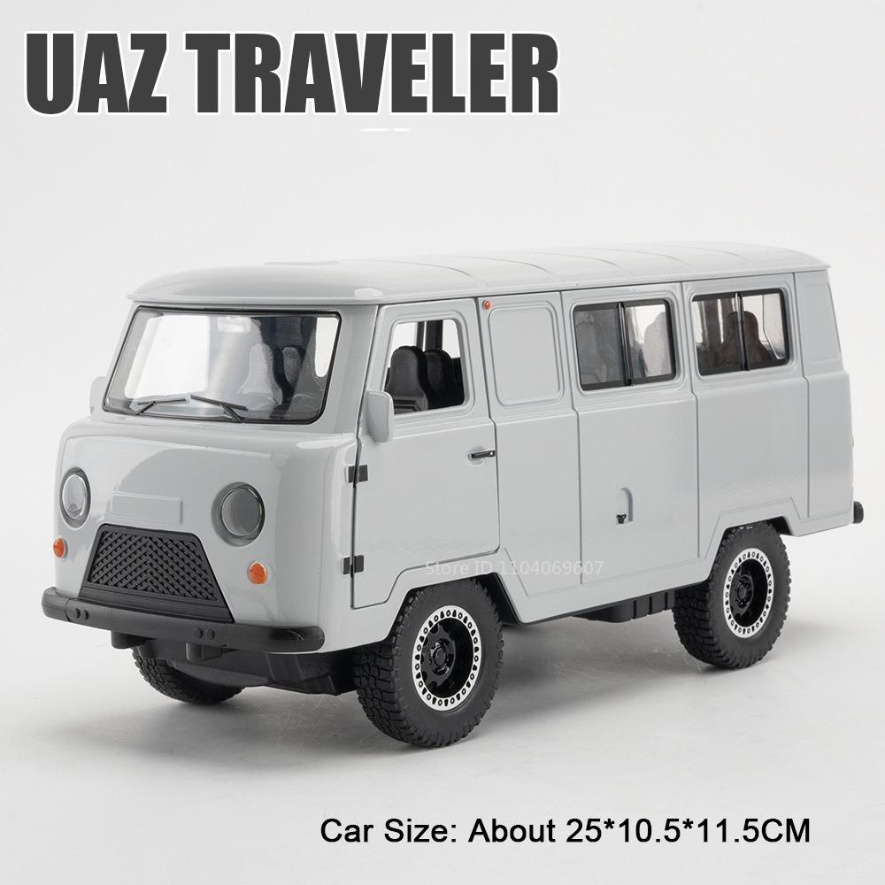 AAZS1 1:18 Russland UAZ Hunter Wohnmobil Modell Spielzeugautos Legierung Druckguss Sound Licht Türen Geöffnet Rückziehbar Simulation Geländefahrzeuge für Kinder