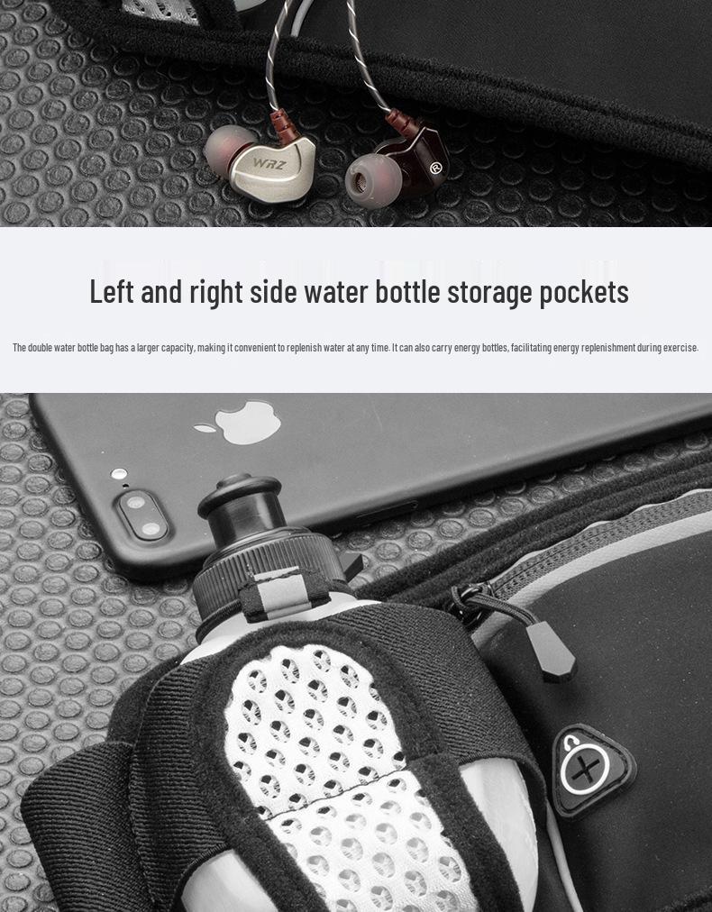 Unisex Sports Waist Bag with Dual Water Bottle Holders for Running, Hiking, and Outdoor Adventures