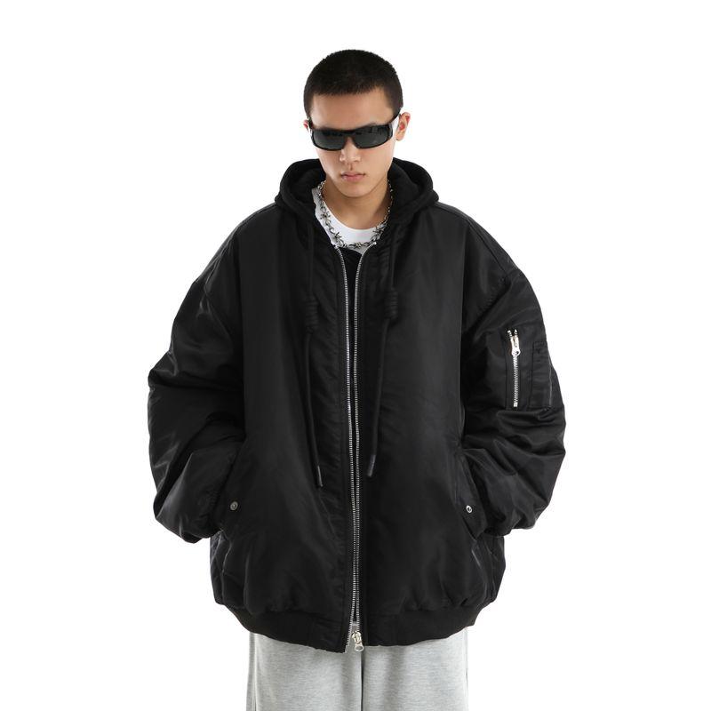 American-Style Trendy Oversized Hooded Baseball Jacket Cotton Coat for Men, Winter 2025 New Loose Thickened Cotton Jacket