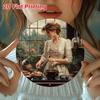 Aluminum Wall Art Floral Dress Woman Cooking Vintage Metal Painting Home Decor Mother's Day Gift