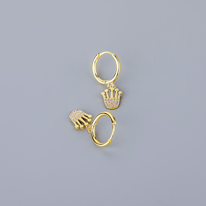 

ANENJERY модные серьги-кольца с кубическим цирконием и крестом, звездой и Луной, серьги-кольца для женщин, серьги золотого, серебряного цвета, ювелирные изделия Pendientes