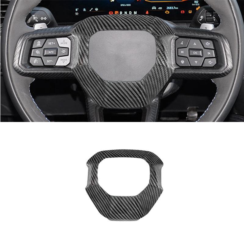 24 Mustang Dry Carbon Fiber Airbag Cover Steering Wheel Decorative Frame Sticker Red 867