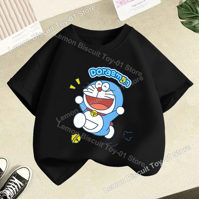 Doraemons Series Boys Girls Short Sleeve Top Summer Hot Cartoon T-shirt Cute Kids Base Clothes O-neck Funny Birthday Gift