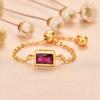 European Fashion Rectangle Zircon Crystal Adjustable Gold Ring