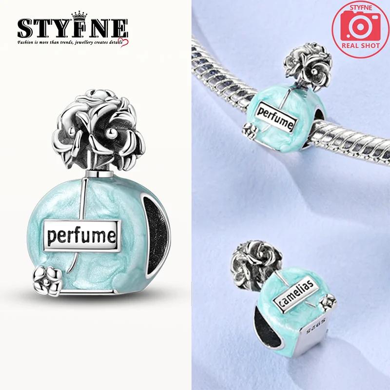 Шарм Медь Светло-голубой Цветочный Флакон духов Бусина Подходит для Шарм Plata Настоящие Браслеты Бусина Женские Украшения Рукоделие СделайСам