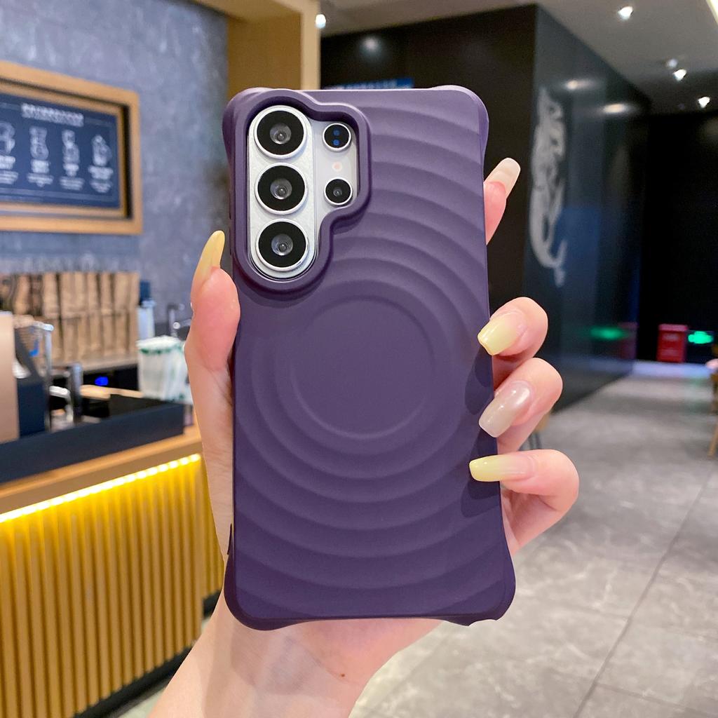 Water Ripple Silicone Soft Phone Case for Samsung Galaxy S26 Ultra S25 Plus S24 S23FE for Magsafe Magnetic Wireless Charge Cover