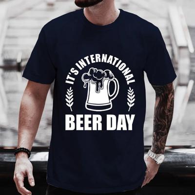 Camisetas Masculinas Dia Internacional da Cerveja Gráficas Roupas Y2k Verão Mangas Curtas Camisetas Festa de Bebida com Amigos Combinando Streetwear