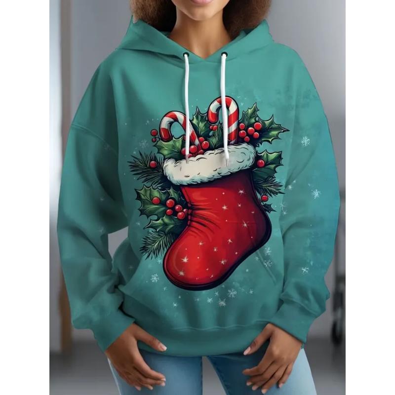 Fashion Women's Hooded Sweater 3D Casual Color Printing Casual Long Sleeve Sweater