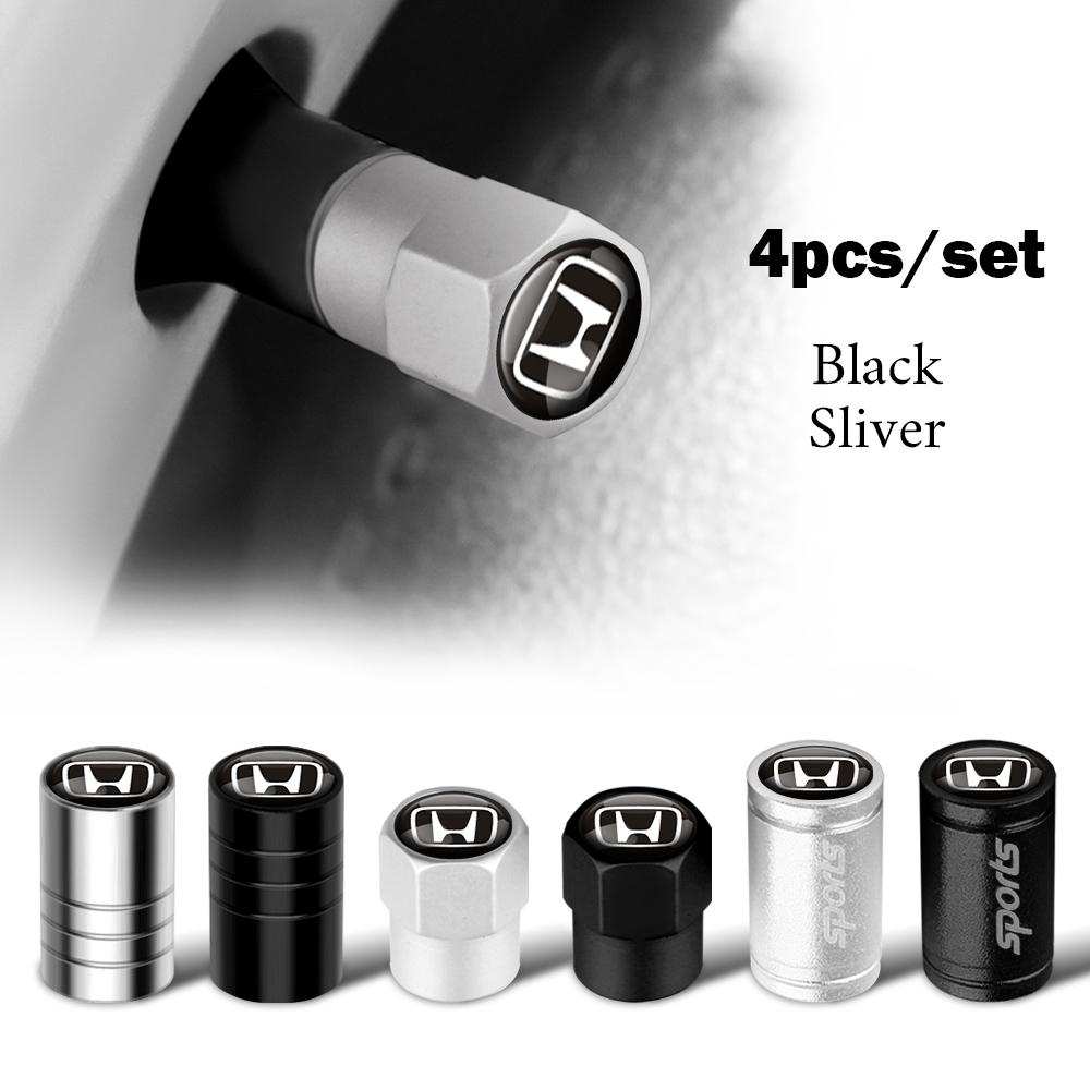 4Pcs Metal Car Badge Wheel Tire Valve Caps For Honda Civic XR-V HR-V City Accord Odyssey Spirior Jazz