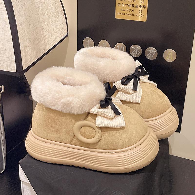 

Женские модные зимние теплые меховые сапоги-дутики с бантиком и стремешком на одну ногу, легкая мягкая подошва, пушистая подкладка, нескользящие, повседневные спортивные хлопковые сапоги 40/41