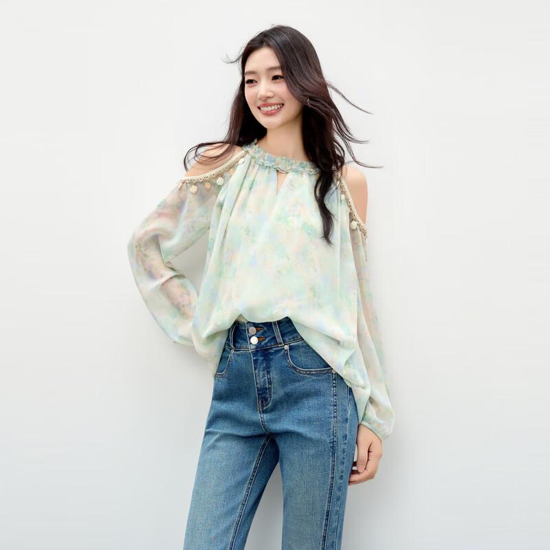 Женская элегантная шифоновая блузка с принтом Qiusui Yiren