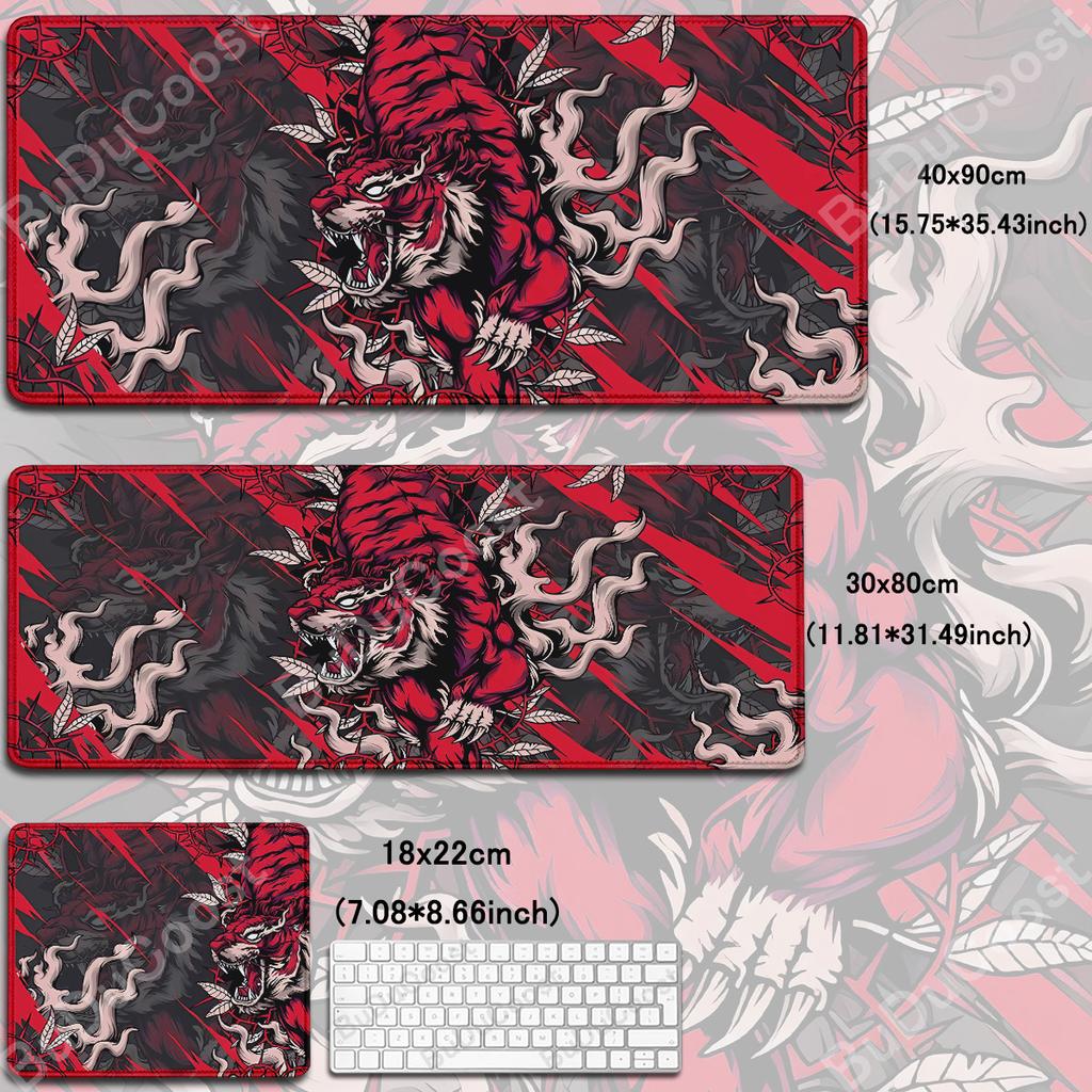 Anime Tiger Mouse Pad Large Size Laptop Computer Lock Edge Desk Mat Rubber Mousepad Gamer Carpet Gaming Accessories Keyboard Mat