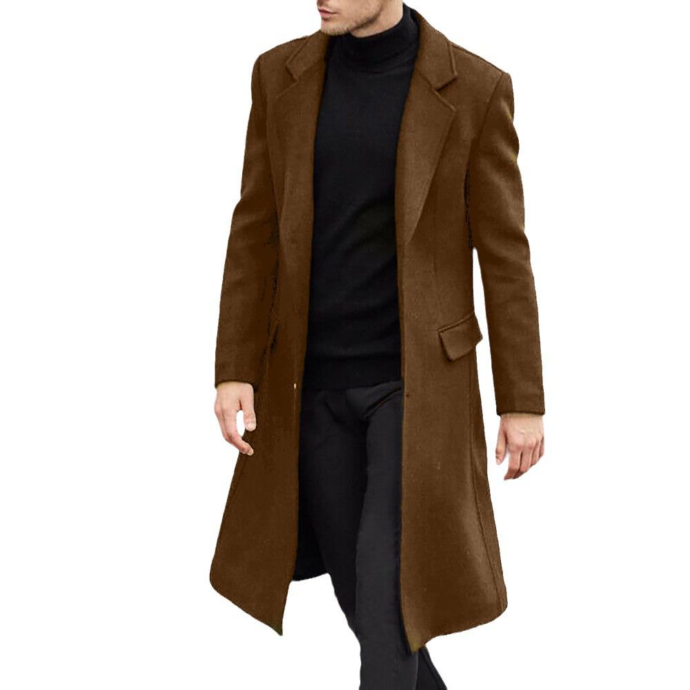 British Style Men's Wool Trench Coat, Autumn/Winter Long Coat