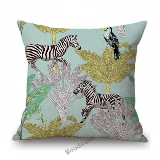 Morandi Color Jungle Flower Tropical Plant Leaf Garden Pattern Home Decorative Sofa Throw Pillow Case Cotton Linen Cushion Cover