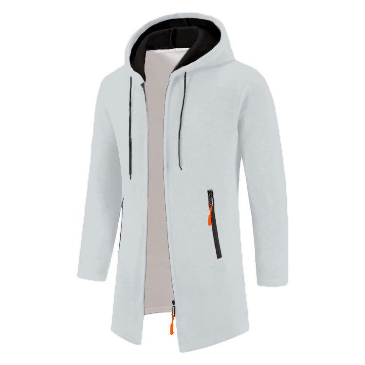 Men's Plus Size Hooded Mid-Length Fleece Knit Cardigan
