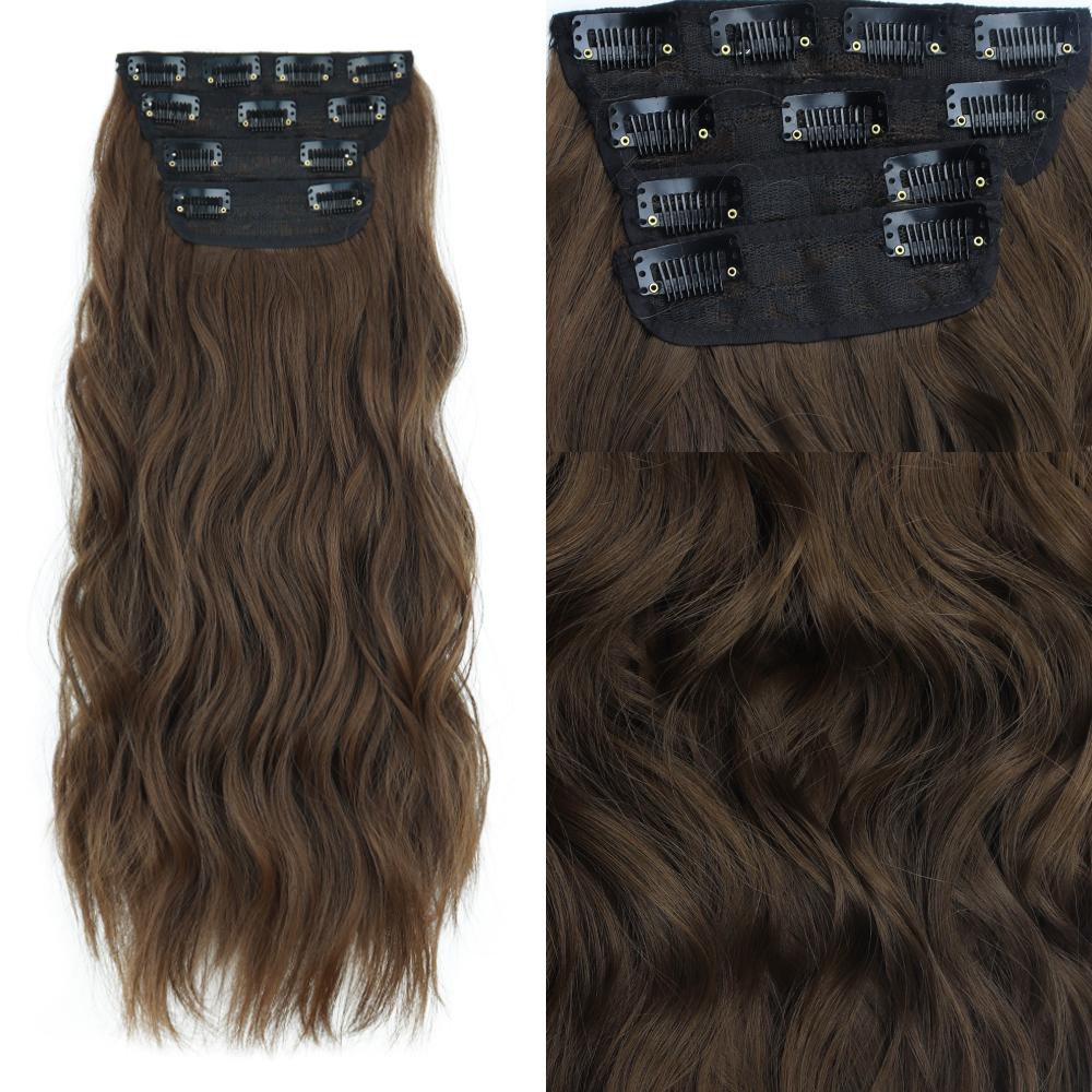 

MISSQUEEN Натуральный Коричневый Женский Модный Длинный Волнистый Наращивание Волос Синтетическое Волокно Невидимые Заколки Женская Повседневная Одежда Шиньон 22 Inch