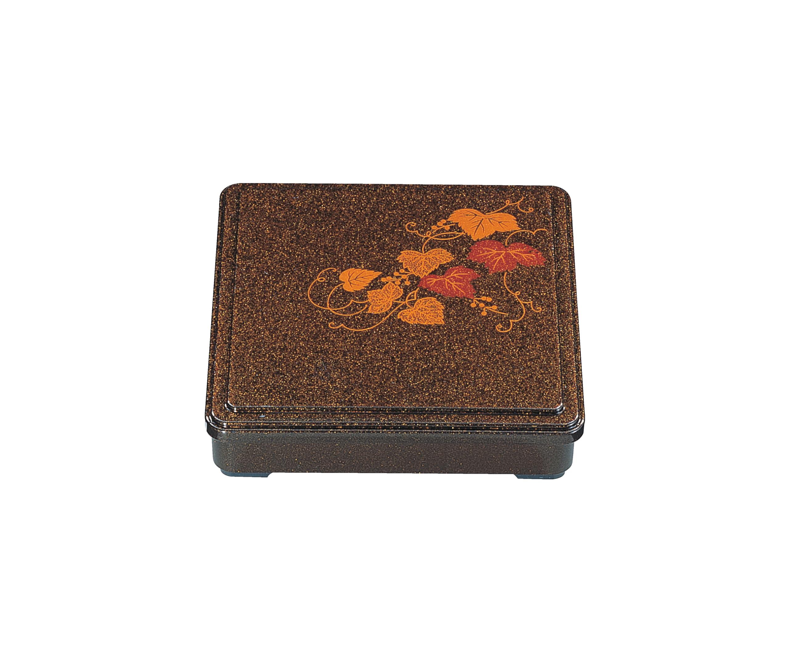 Wakaizumi Lacquerware Square Bento Pearl Ivy Pattern 7.5-inch Box, (Fixed Divider) 1-405-4