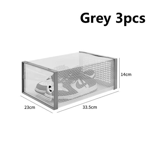 3/6/12pcs Shoe Storage Boxes Clear Stackable Shoe Boxes Storage Organizers Magnetic Door Fit Size Plastic Sneaker Containers