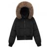 90% White Duck Down Short Puffer Jacket With Faux Fur Hood Winter Warm Coat Petite Women