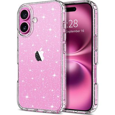Klare Glitzer Glitzer Glitzer Glitzer Süße Hülle für iPhone 16 E 16E Pro Max 15 Plus 14 13 Mini 12 11 X Xs Xr Se 2022 2020 7 8 6 6S Handyaccessoire