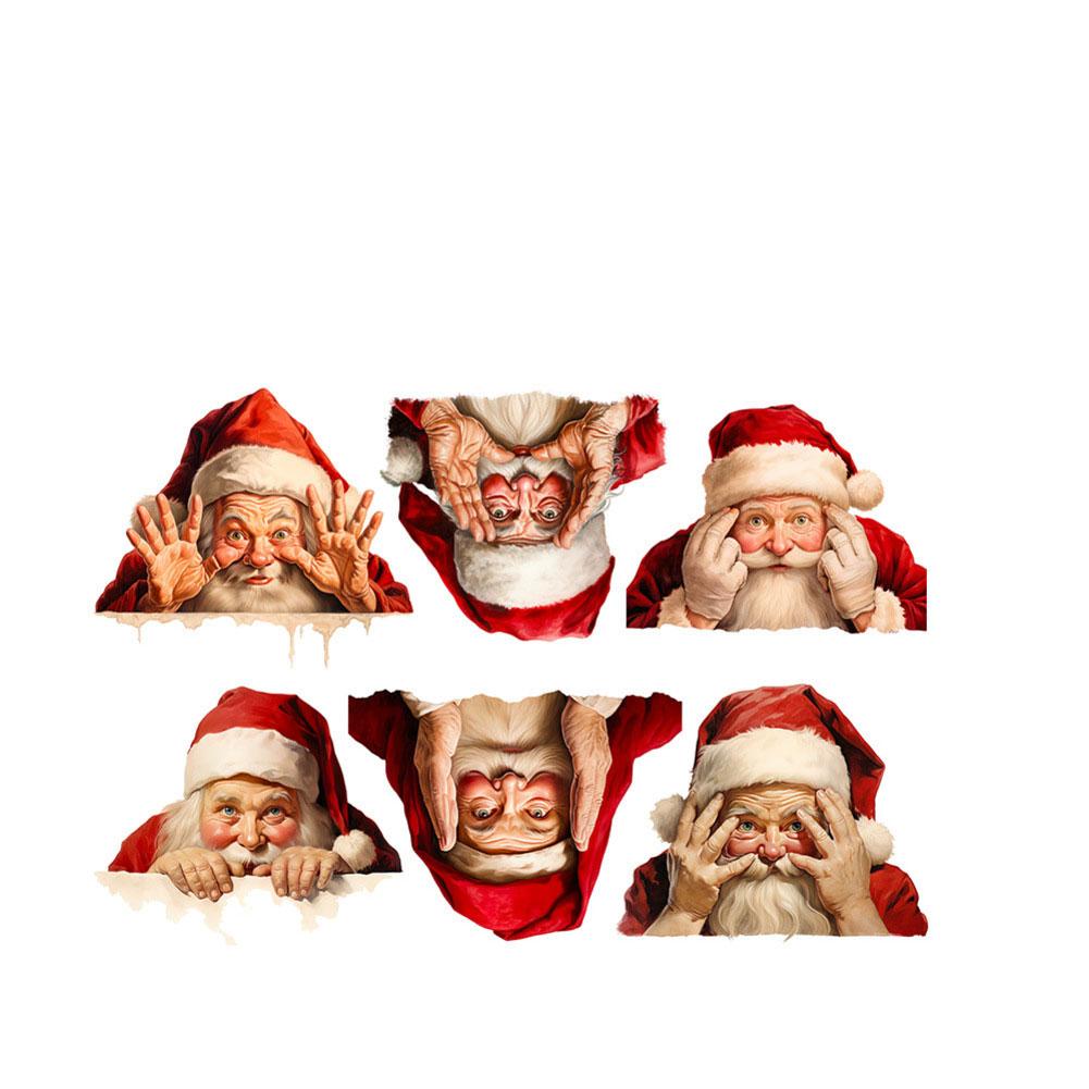 Large 3D Santa Claus Christmas Wall Stickers Removable Xmas Wall Art for Holiday For Decor with DIY Assembly Feature