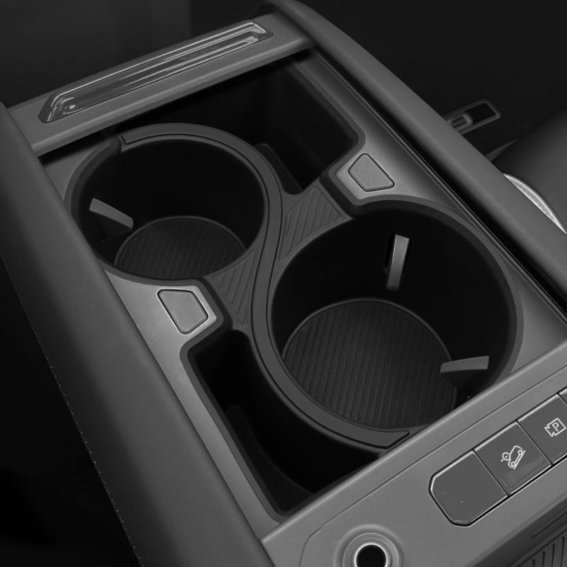 Smabee for KIA EV9 2024-2026 Center Console Cup Holder TPE Shock-Absorbing Storage Tray Organizer Tidying Car Accessories Black