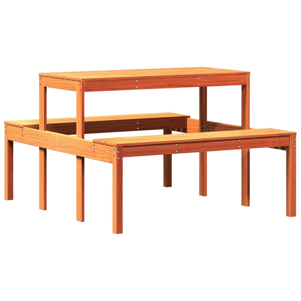 Picnic Table Wax Brown 110 X 134 X 75 Cm Solid Pine Wood
