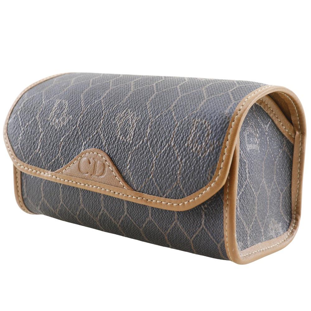 Dior Honeycomb Pattern Pouch Novelty Brown PVC Unisex Used
