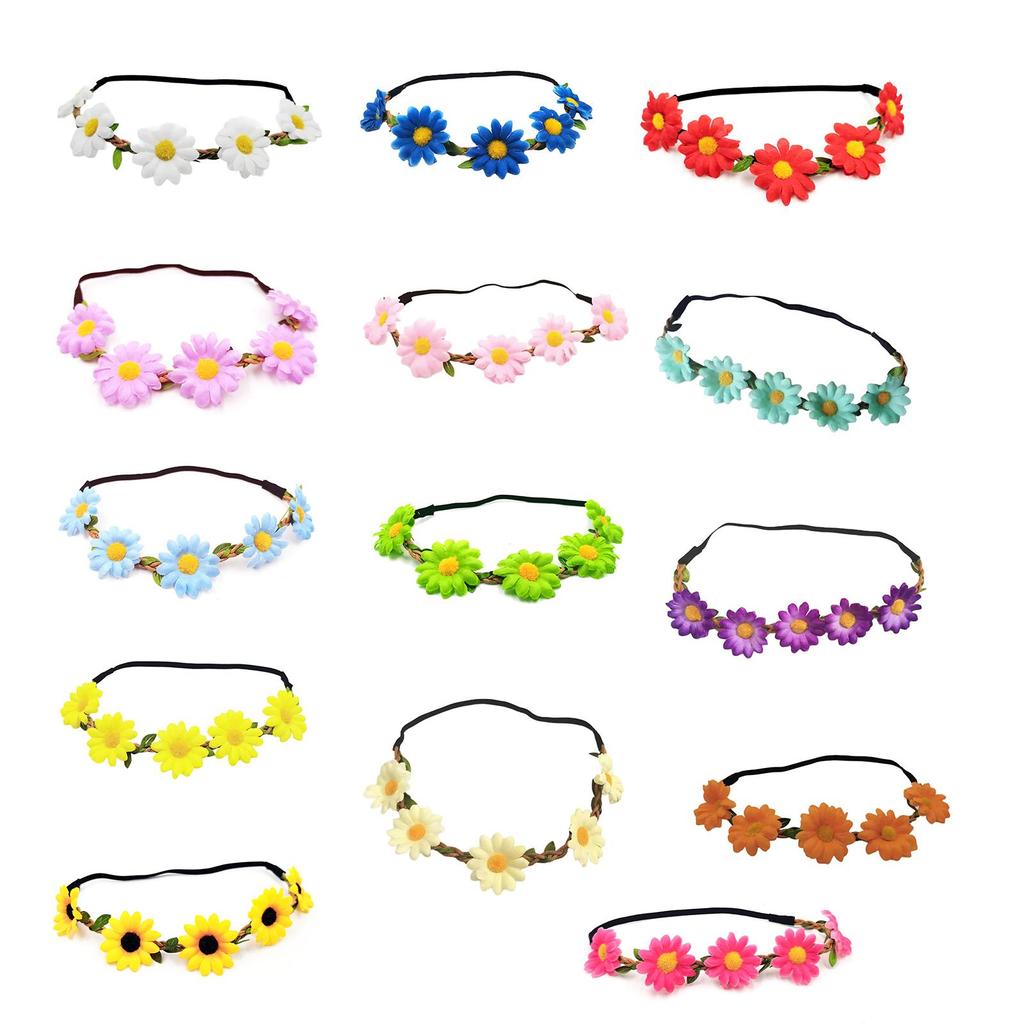 Unique Floral Wreath Daisy Hair Accessories Elastic Flower Headband Headwear For Festivals And Weddings Halloween Party