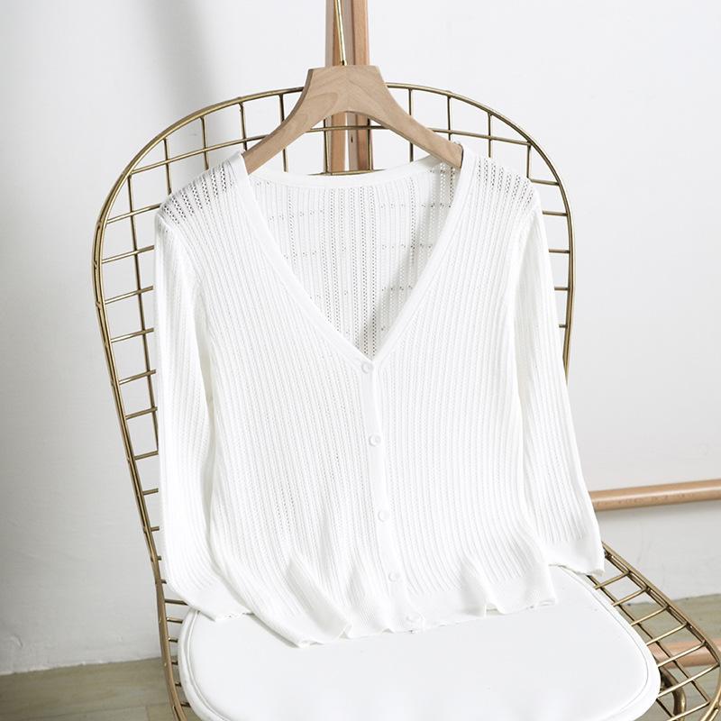 Women's Thin Knitted Jacket With Cardigan Sun Protection Clothing Summer Shawl Coat