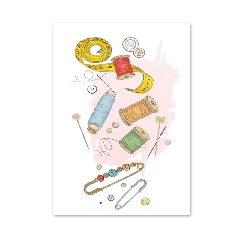 

Платье машинная игла нитки ножницы красивые швейные плакаты и принты настенное искусство холст картины картины для декора комнаты для рукоделия 30x40cm No Framed
