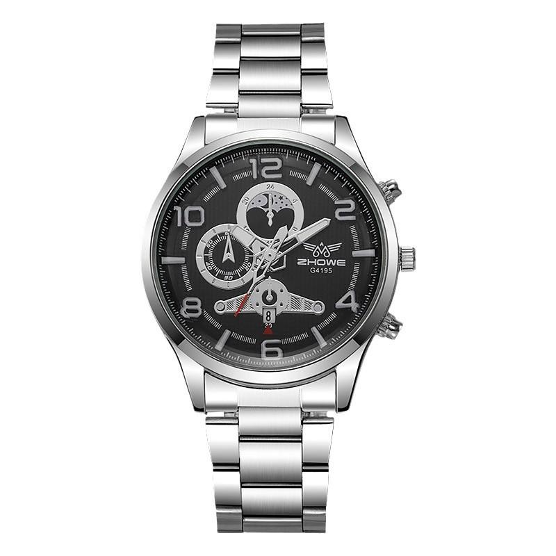 Men'S Watch Multi-Function Luminous Waterproof Quartz Watch Business Steel Belt Watch