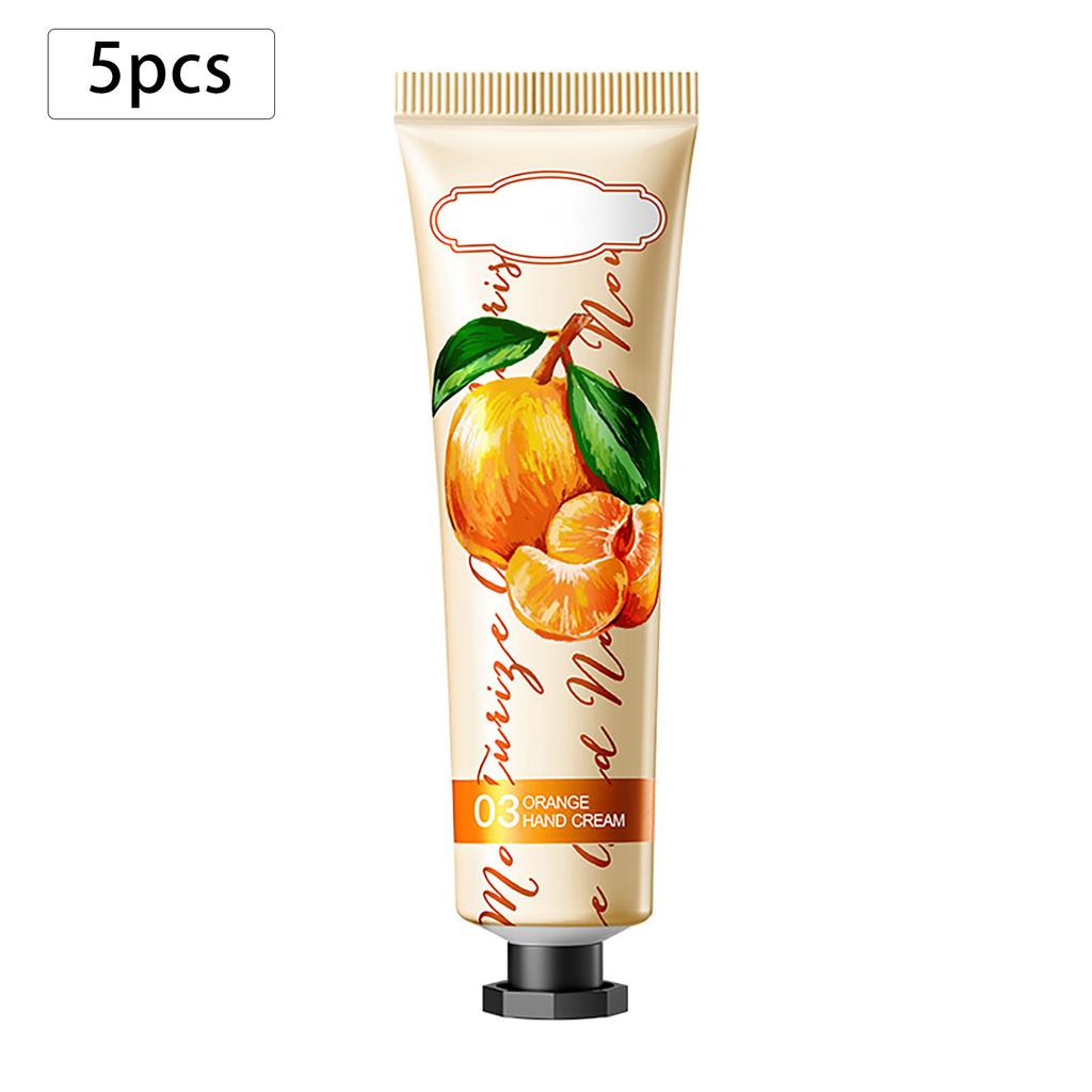 Travel-Size Hand Lotion Gift Set of 5, Moisturizing Cream with Fruity Floral Scents, Nourishing Care for Dry Cracked Hands in Winter