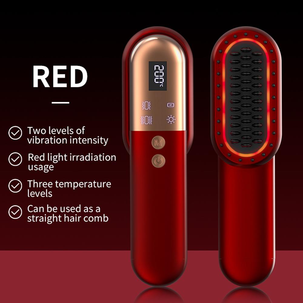 Hair Straightener Hot Comb Red Light Multifunctional Straight Comb Brush Professional Negative Ion Anti-Scalding Hair Styling