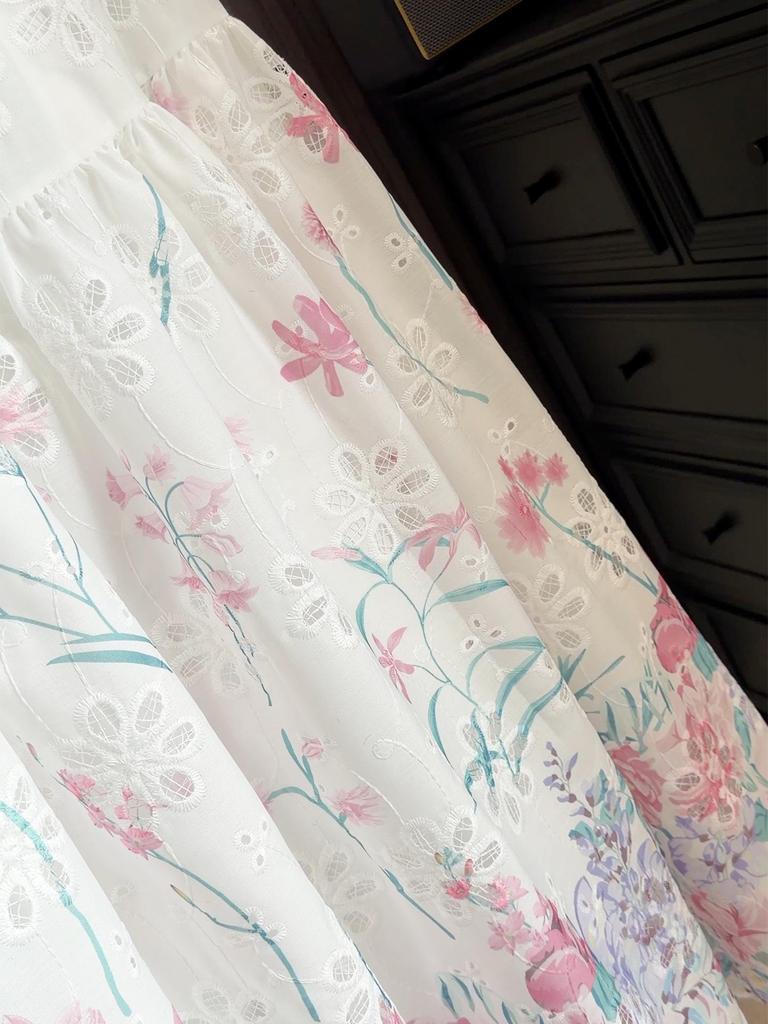 Women's A-Line Heavy Embroidered Hollow Flower Mid-Length Skirt - Versatile and Casual for Spring/Autumn 2026