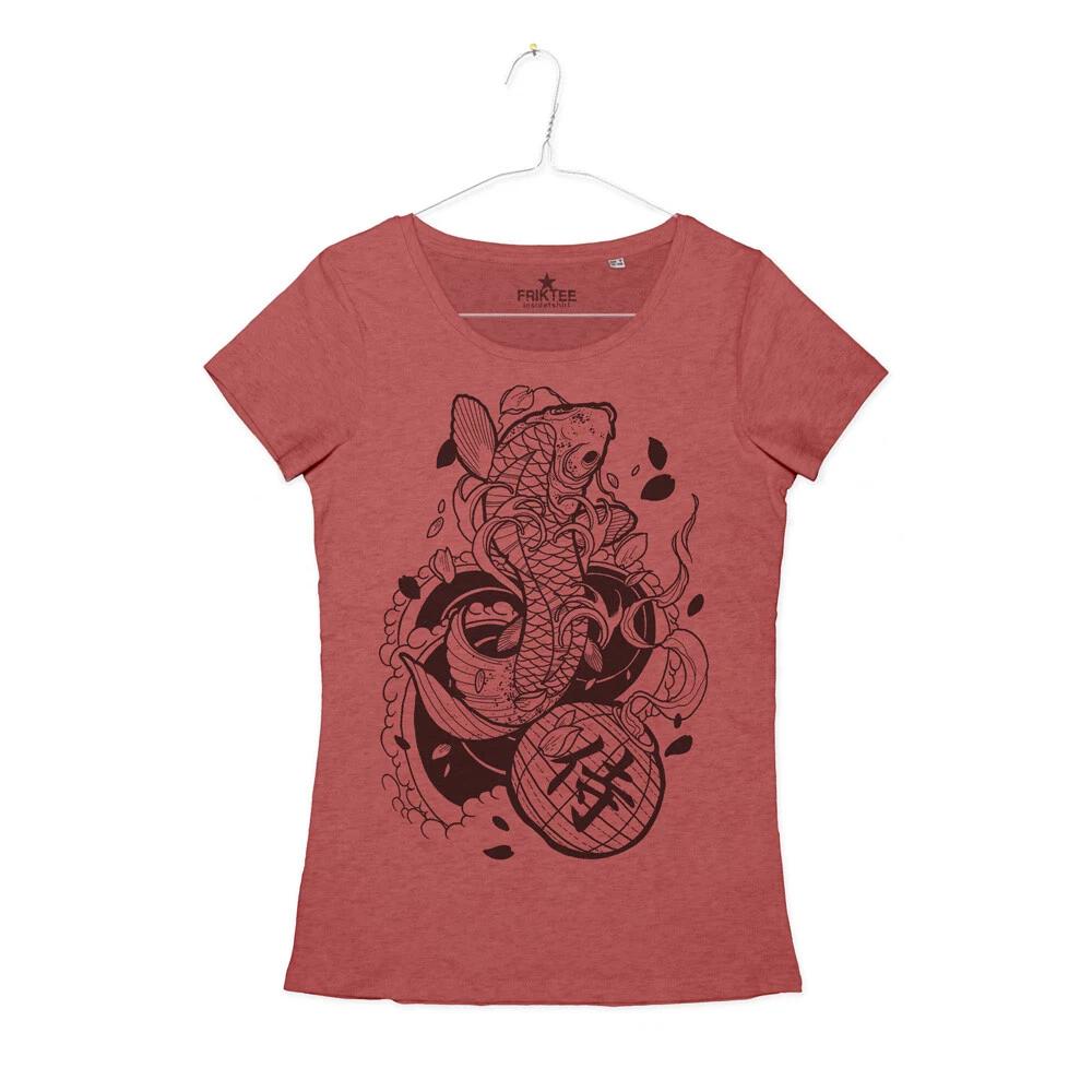 

Women Tattoo T-Shirt Carp Koi Kanji Japanese Koi Carp Tattoo T-Shirt Girl M