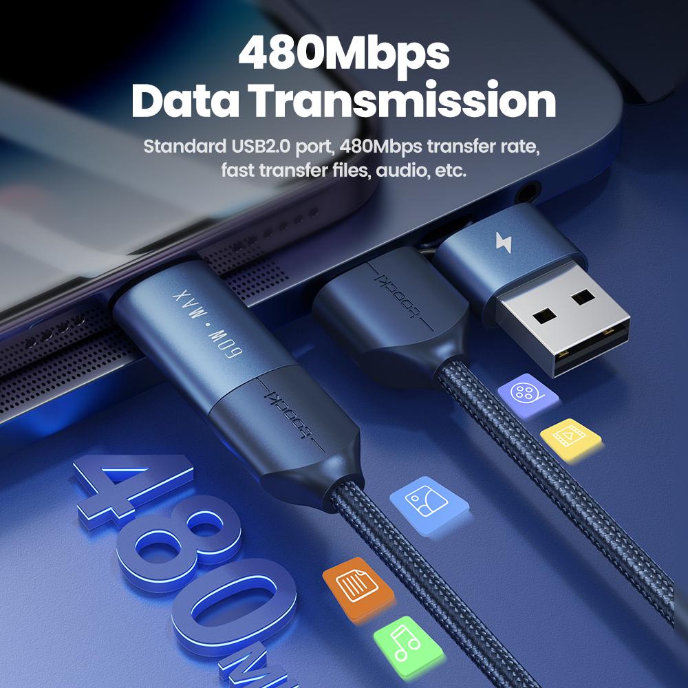 Toocki 4 in 1 Cable USB Type C to USB C / Lightning 60W 3A Fast Charging for Samsung Xiaomi Huawei Realme PD 27W Lightning Cabl