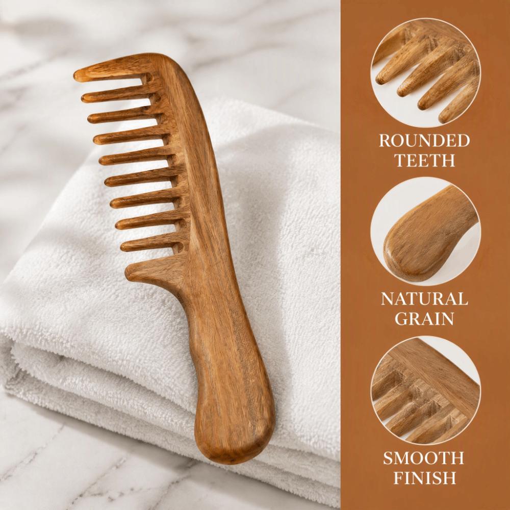 With Handle Wide Tooth Comb Handmade Massage Comb Durable Detox Comb For Women