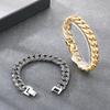 Hip Hop Stainless Steel Cuban Link Bracelet for Men Vintage Pattern Trendy Party Accessory Thick Charms Jewelry Gift for Party