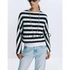 Fall New Women's Clothing French Cotton Loose round Neck Batwing Long Sleeve Stripes Fashion Tops 1165260
