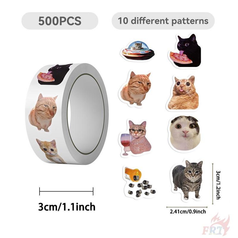 500Pcs/Roll Q Internet Celebrity Cats Kids Rewards Stickers - DIY Scrapbooks Album Decor Sealing Label Decals