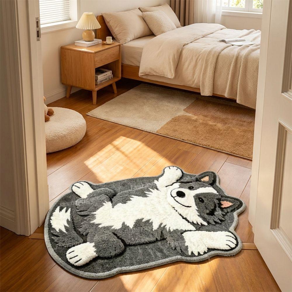 2D Dog-Shaped Area Rug Non-Slip Cartoon Carpet Cute Home Decor Carpet  Bedrooms
