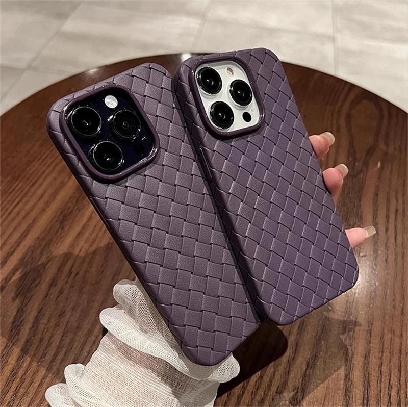 Luxury Woven Pattern Breathable Mesh Cooling Case For iPhone 15 14 13 12 11 Pro Max 15Plus Ultrathin Soft Silicone BV Grid Cover