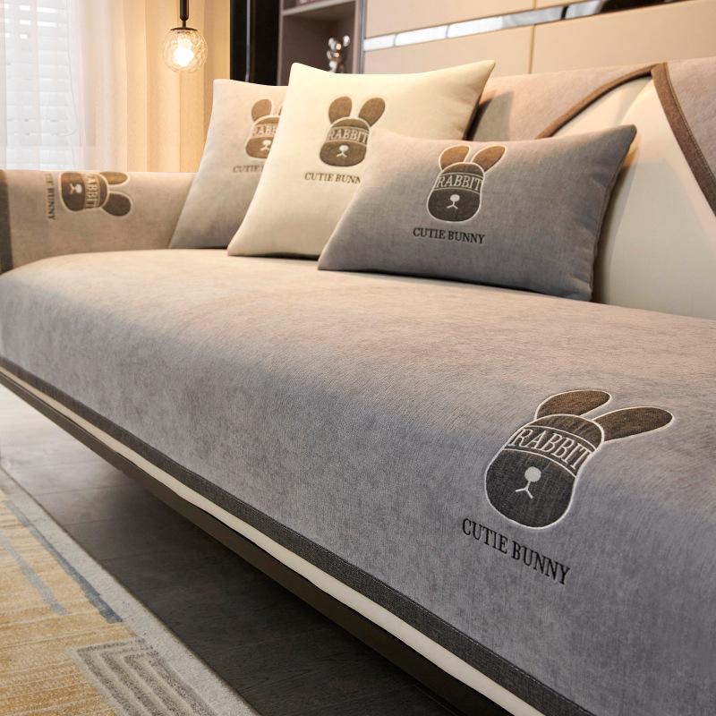 Cuscino per divano in ciniglia di lusso leggero, cuscino per sedile universale per tutte le stagioni, nuovo stile, copridivano in pelle antiscivolo, asciugamano in stoffa