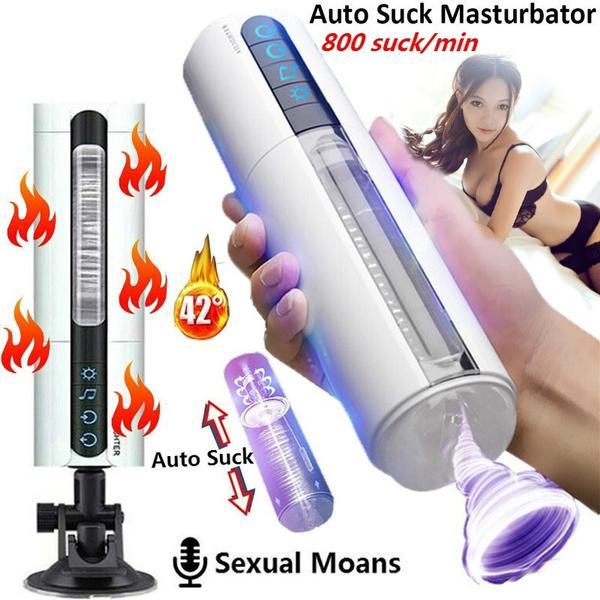 New Male Electric Masturbator Sucking Male Masturbator Heating Masturbation Cup Larger Size Hands Free Ass 6 Vibrating Modes 6 Sexy Voice Sex Toys