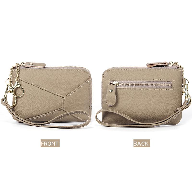 2025 Genuine Leather Zip Coin Purse for Women Apanese & Korean Style Mini Wallet with Keychain Large Capacity 3 Card Slots Ultra Thin & Lightweight