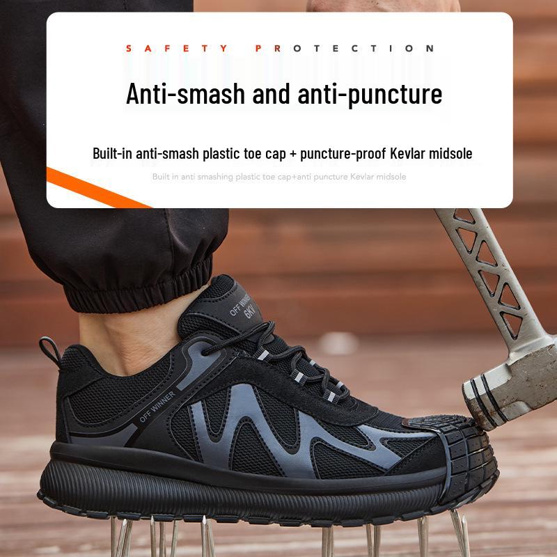Men's Stylish Anti-Smash Work Shoes: Breathable, Wear-Resistant, Anti-Puncture, Lightweight, Four Seasons Protection