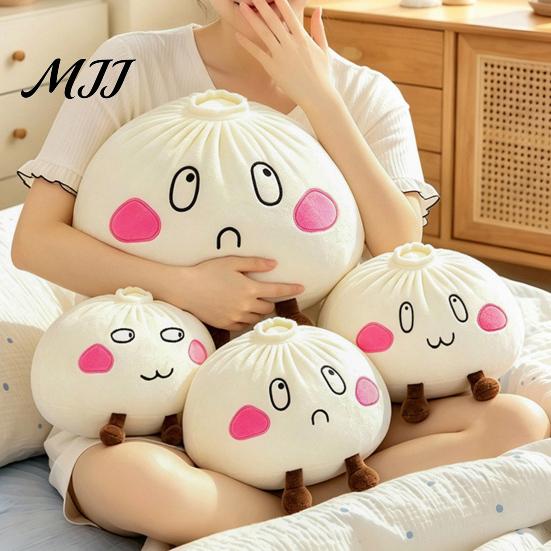 Soft Cartoon Decorative Cushion Cute Dumpling Plush Pillow, Steamed Bun Stuffed Toy, Lazy Small Desk Sofa Cushion, 28/40cm Home Decor for Bedroom,