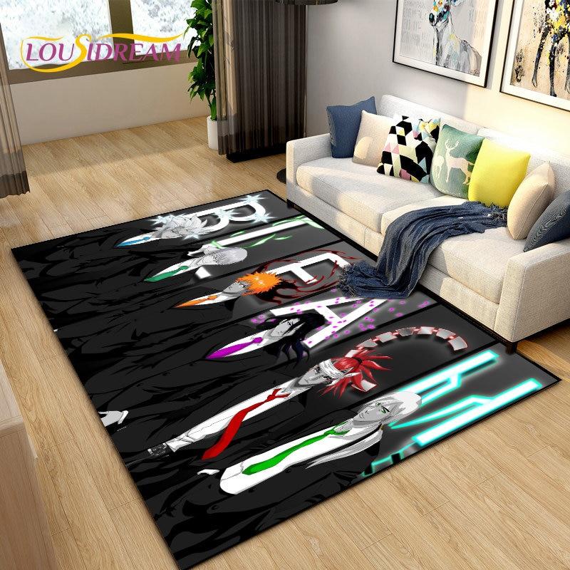 Bleach Japan Anime Cartoon Area Tapete Grande, Tapete de Carpete para Sala de Estar Quarto Sofá Capacho Decoração, Tapete de Piso Antiderrapante para Brincar de Criança